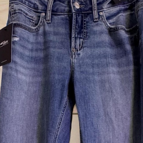 Silver Jeans SUKI Mid-Rise Slim Bootcut Super Stretch Dark Wash Denim Size 28/33 - Picture 8 of 10
